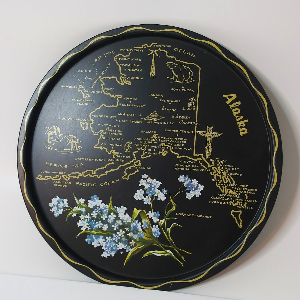 Vintage Alaska State Souvenir Tray